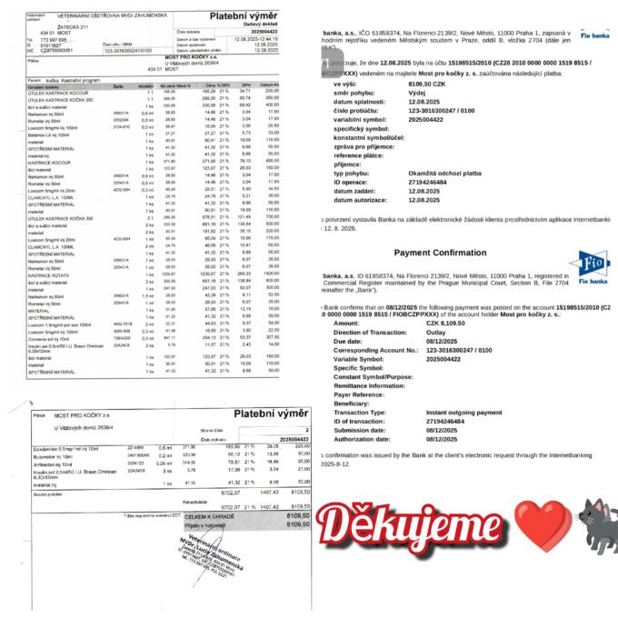 Úhrada faktury za kastrační program