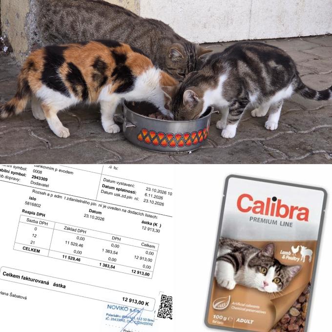 Úhrada faktury za nákup kapsiček Calibra pro kočičky